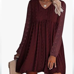 Long Sleeve Mini Dress in Maroon
